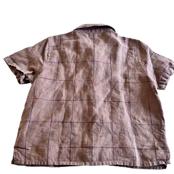 Blumint boys brown linen plaid shirt and shorts matching outfit set size 3 - Picture 3 of 9